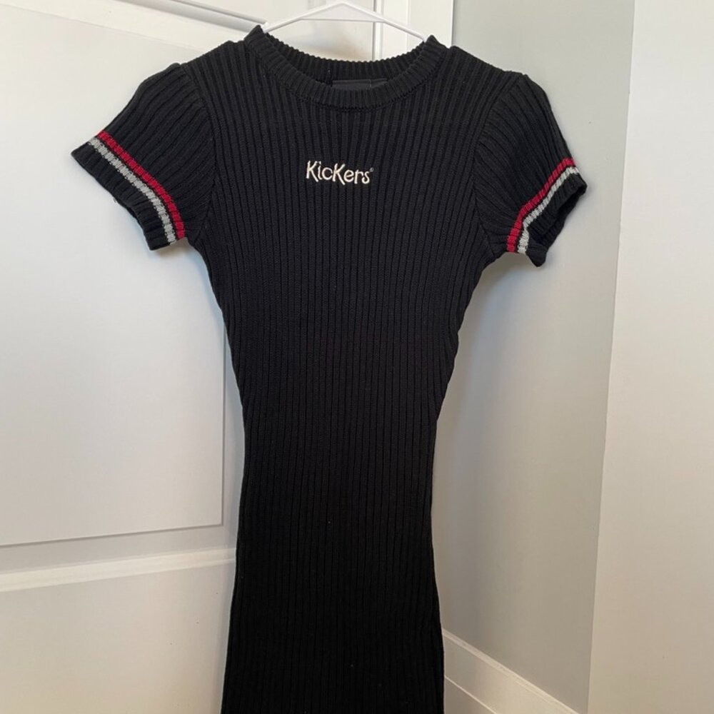 🖤 Kickers Black Short-Sleeved Knit Bodycon Mini Dress 🖤